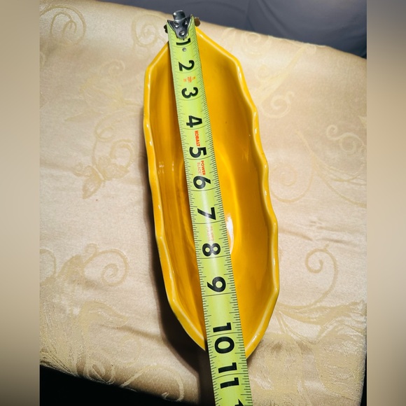 Vintage Yellow Wide Ceramic, McCOY Pottery,  Planter Vase 11" x 3.5" - Picture 6 of 8